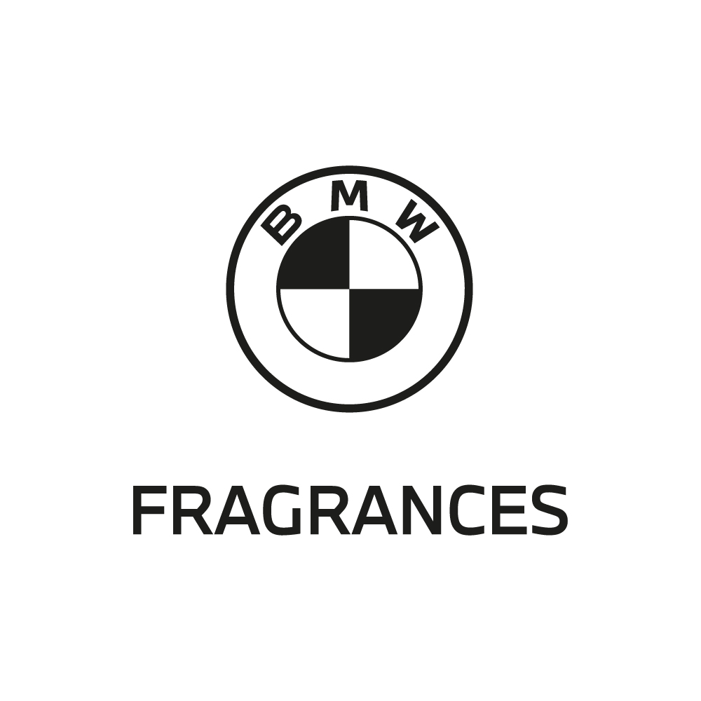 BMW Fragrances logo: circular emblem with a black-and-white, quartered roundel and the word FRAGRANCES below.