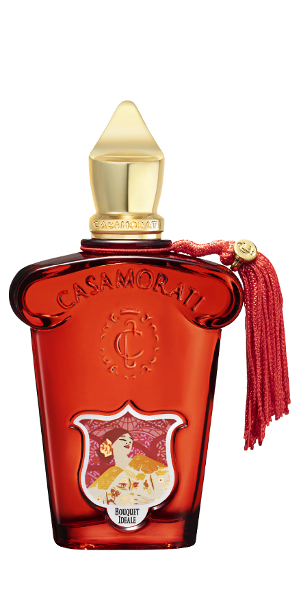 casamorati-nobilis-group-packshots-880x440-b4 - BERGERAT | WE MAKE BEAUTY PERFORM Casamorati Bouquet Ideale perfume bottle: red glass with a gold cap and red tassel.